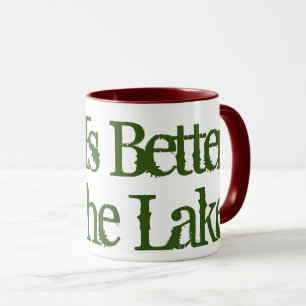Taza La vida es mejor en el lago personalizado color ta