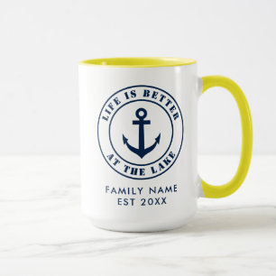 Taza La vida es mejor en el personalizado de ancla náut
