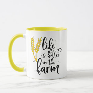 Taza La vida es mejor en la granja Trigo