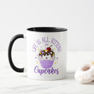 Taza La vida es todo gatitos y pastelitos Kawaii Kitty