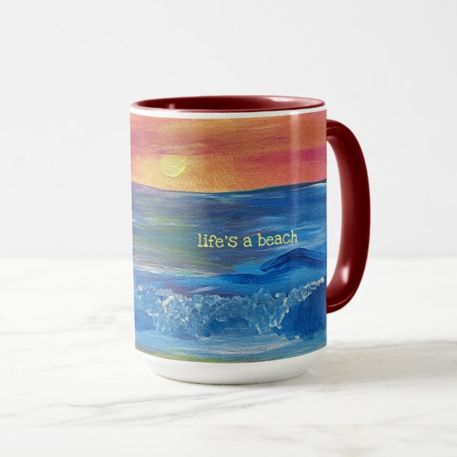 Taza La vida es una maraña de sol en la playa (Anverso derecho)