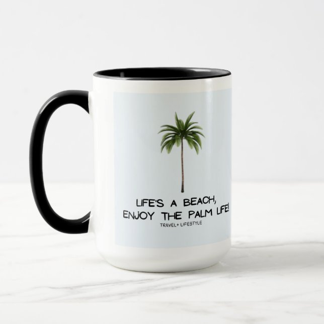 Taza La vida es una playa, disfrutar de la peluca Palm  (Izquierda)