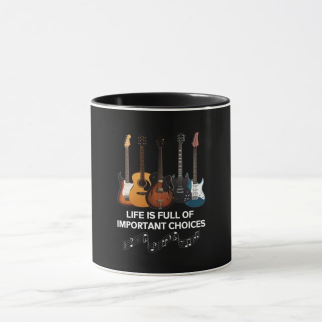 Taza La Vida Está Llena De Opciones Importantes Guitarr (Centro)