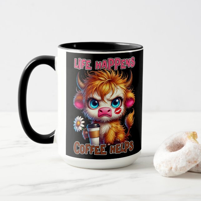 Taza La vida sucede el café ayuda  (Con donut)