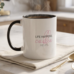 Taza La Vida Sucede El Café Ayuda Humor Divertido Compa