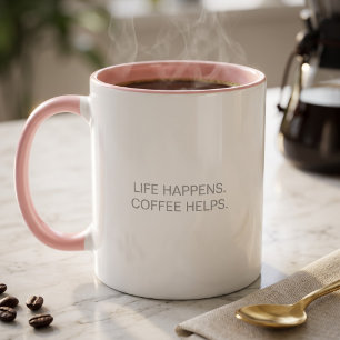 Taza La Vida Sucede El Café Ayuda Humor Divertido Compa