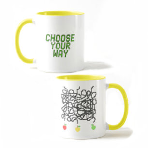 Taza Laberinto pixelado y manzanas