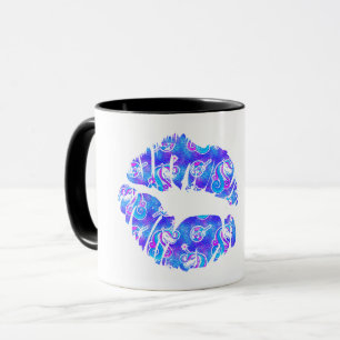 Taza LABIOS DE BESO metálicos de lámina púrpura iridisc