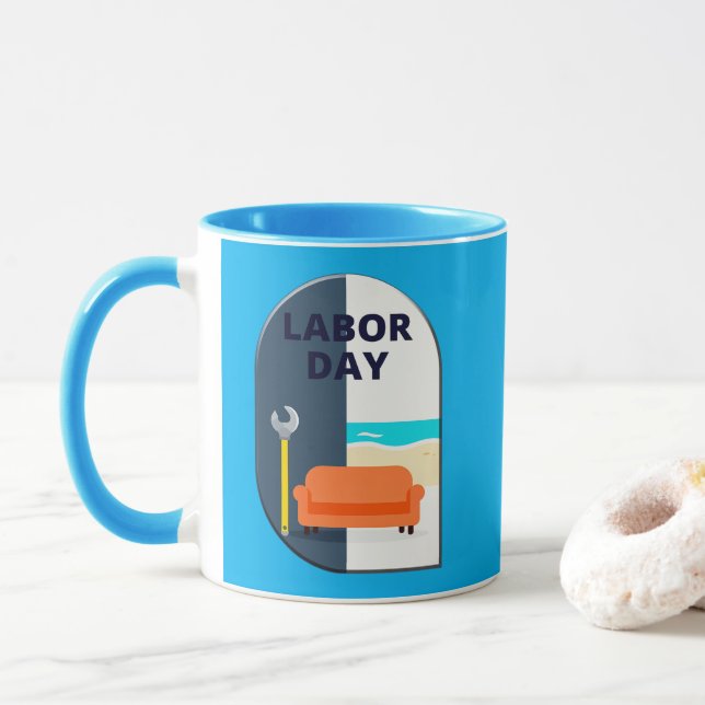 Taza Labor Day Minimal Worker Relax Design (Con donut)