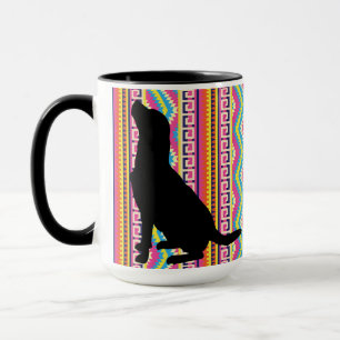 Taza Laboratorio negro en raya azteca brillante