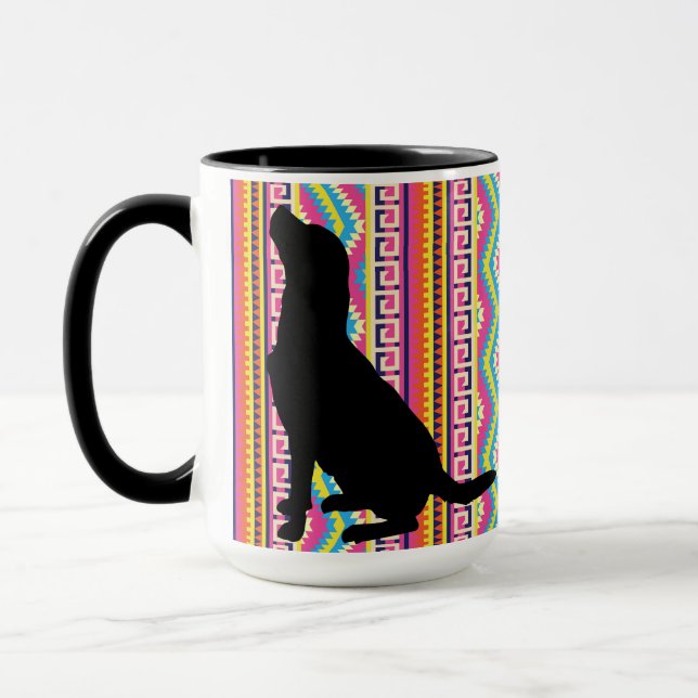 Taza Laboratorio negro en raya azteca brillante (Izquierda)
