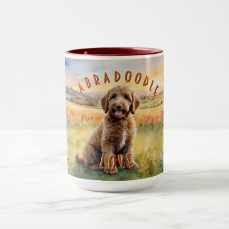 Taza Labradoodle Rojo, Personalizable Farm Sunrise