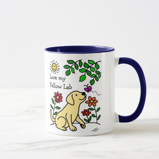 Taza Labrador amarillo y verde (Derecha)