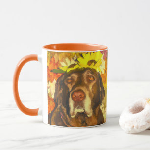 Taza Labrador en flores