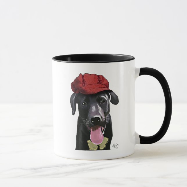 Taza Labrador negro con capucha roja (Derecha)