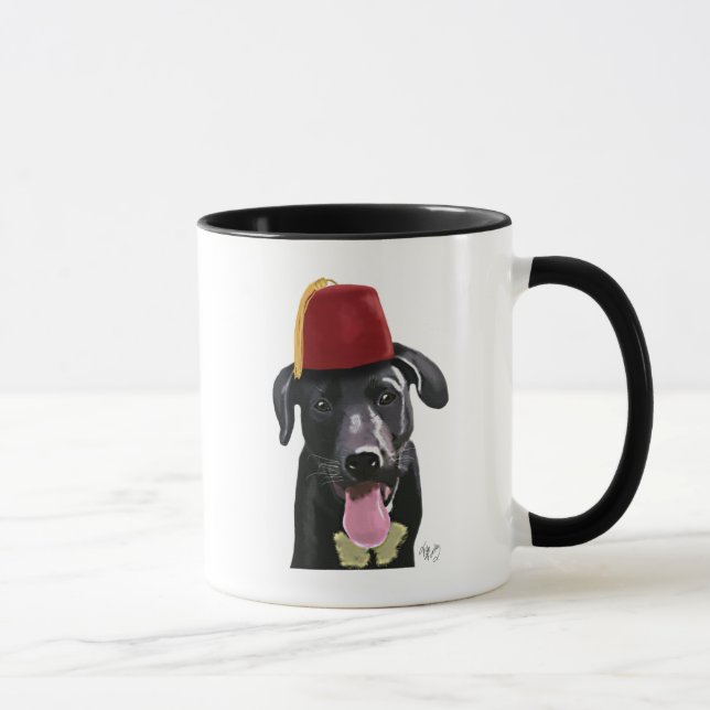 Taza Labrador negro con fez (Derecha)