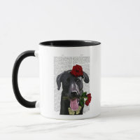 Labrador negro con Rosas