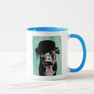 Taza Labrador negro en Gorra Bowler
