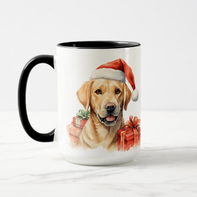 TAZA LABRADOR RETRIEVER AMARILLO NAVIDEÑO ADORABLE (Izquierda)
