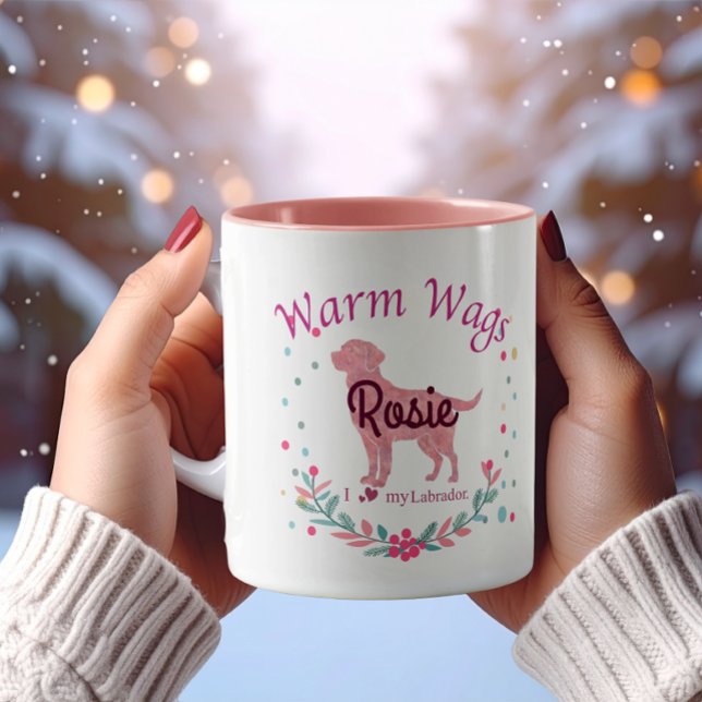 Taza Labrador Retriever Navidad Rosa Pastel Personaliza (Subido por el creador)