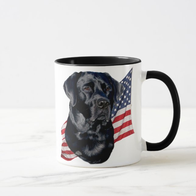 Taza Labrador retriever y bandera negros (Derecha)