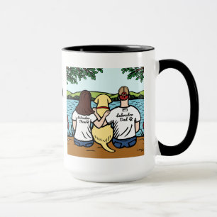 Taza Labrador y mamá y papá amarillos personalizados 
