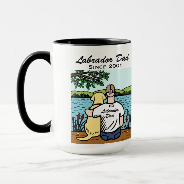 Taza Labrador y papá amarillos personalizados (Izquierda)