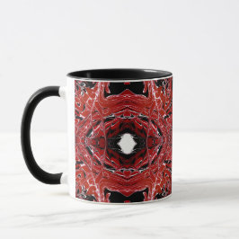 Taza Labyrinthine Abstract Red Black White Fluid Art