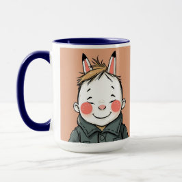 Taza Lächelnder Junge mit Hasenohren Kindliche Freude 