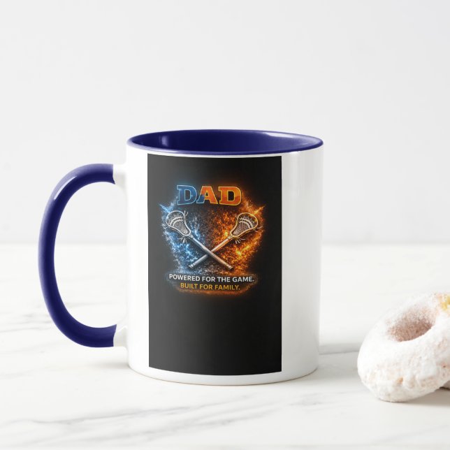 Taza Lacrosse Dad Shield Mug – Charged for the Game Dri (Con donut)