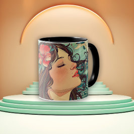 Taza Lady of the Hibiscus Art Nouveau