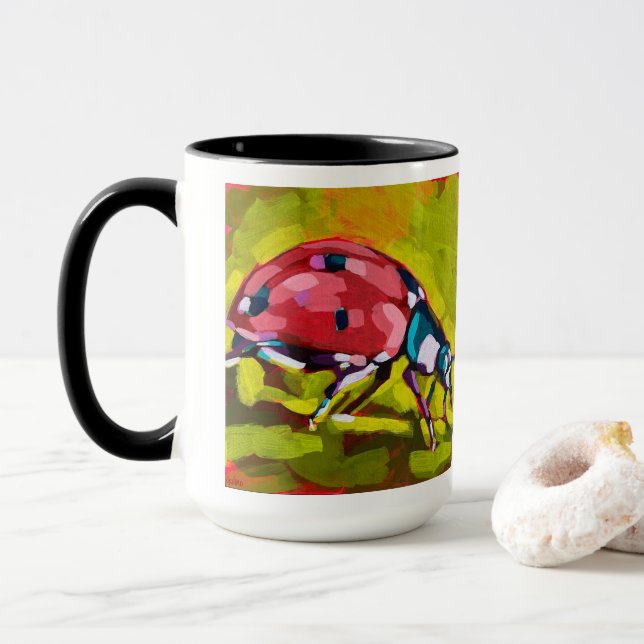 Taza Ladybug Painting - Gift for Insect Lovers (Con donut)