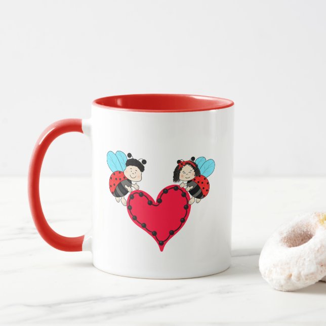 Taza Ladybugs con corazón (Con donut)