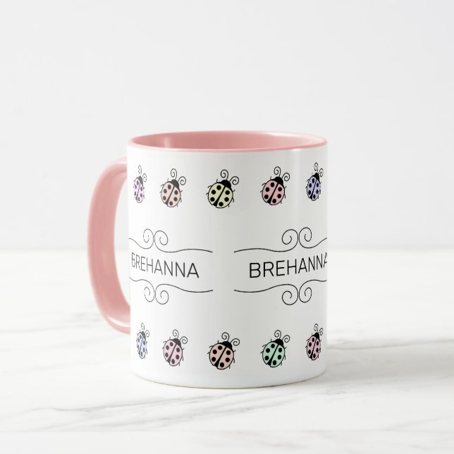 Taza Ladybugs Pastel Multicolor Border Mug (Anverso izquierdo)