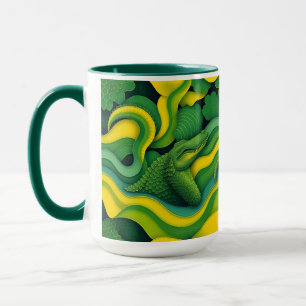 Taza Lagarto Cocodrilo Dragón Nombre Amarillo Verde