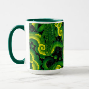 Taza Lagarto Cocodrilo Dragón Nombre Verde Amarillo