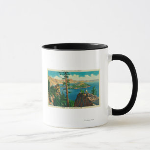 Taza Lago crater que muestra la isla del mago en