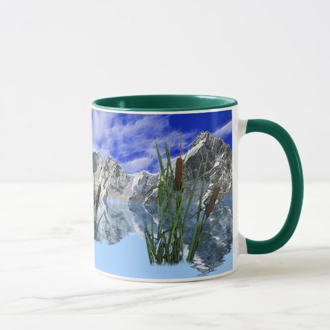 Taza Lago Wilderness con Montañas y Bullrushes Mug (Derecha)