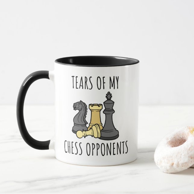 Taza Lágrimas de humor de mis opositores al ajedrez (Con donut)