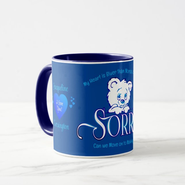Taza LAMENTO azul y blanco (Anverso izquierdo)