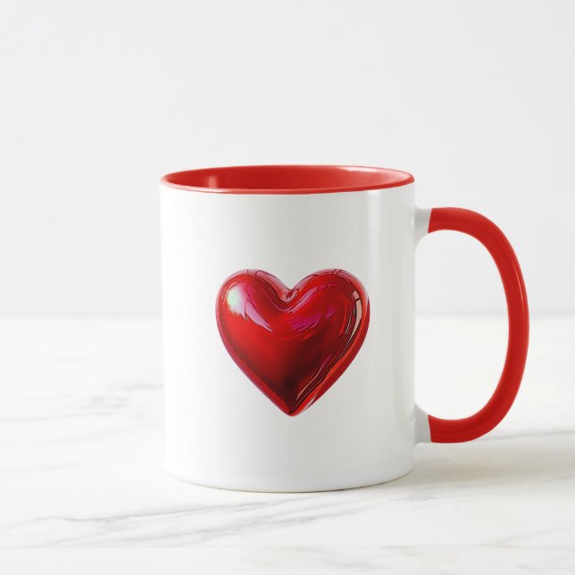 Taza L'amour défini par un coeur rouge. (Derecha)