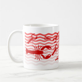 Taza Langostas rojas en las ondas rojas, diversión