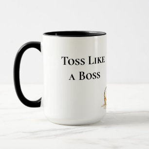 Taza Lanzar como un jefe divertido volteando panqueques