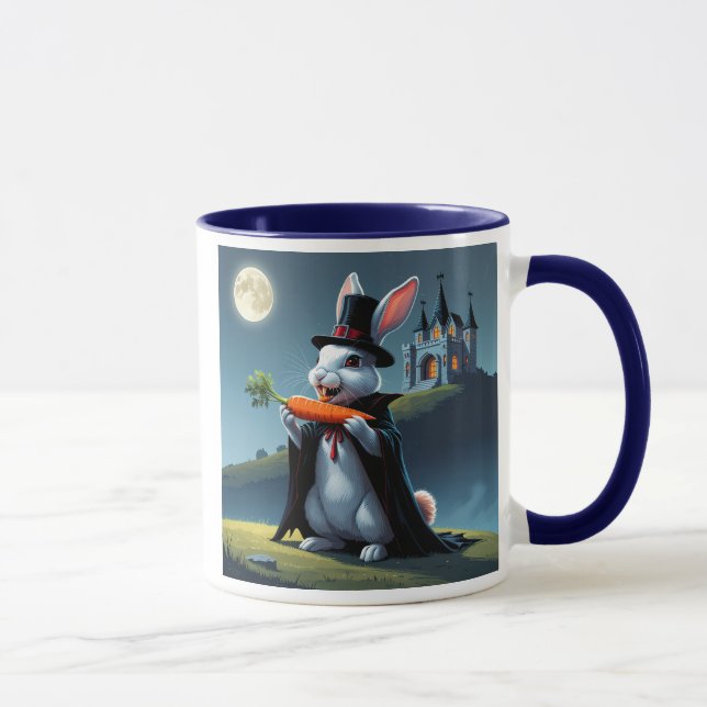Taza Lapin vampire mignon sous la lune avec une carotte (Derecha)