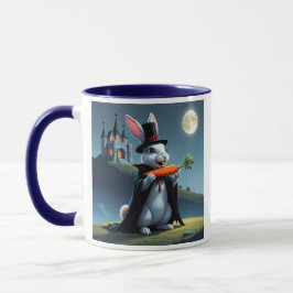 Taza Lapin vampire mignon sous la lune avec une carotte