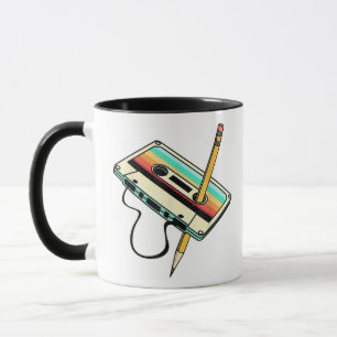 Taza Lápiz de cinta de casete de los 80, lanzamiento re