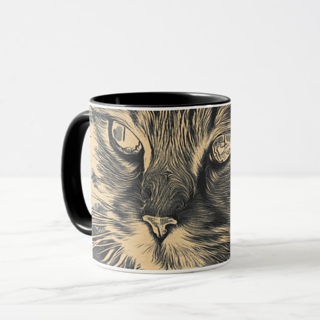 Taza Lápiz de gato retro (Anverso izquierdo)