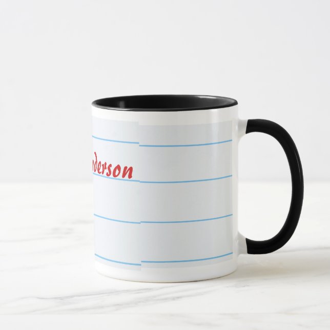 Taza Lápiz rojo del profesor en el papel alineado con (Derecha)