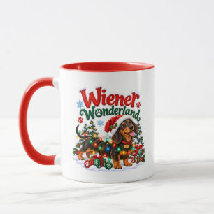 Taza Larga y Feliz Navidad Divertido Dachshund Navidad