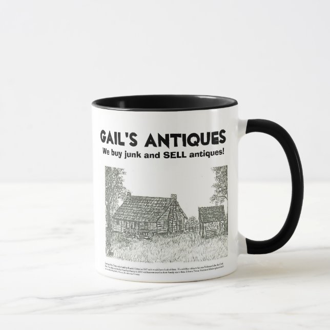 Taza Las antigüedades de Gail, compramos desperdicios y (Derecha)